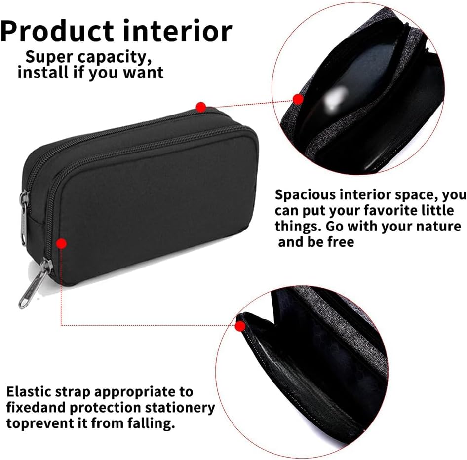 Pencil Case Large Capacity Pencil Pouch Aesthetic Pen Bag Office Stationery Organizer Simple Durable Multifunctional Pencil Bag for Adults - Black - Image 4