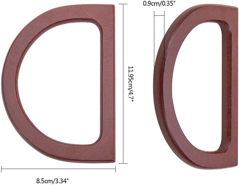 4pcs Wooden Bag Handle Replacement D Shape Purse Handles Handbag Purse Handle Purse Making Supplies for Handmade Beach Bag Crochet Handbags Straw Bag Purse Handles 3.3x4.7inch - Image 2