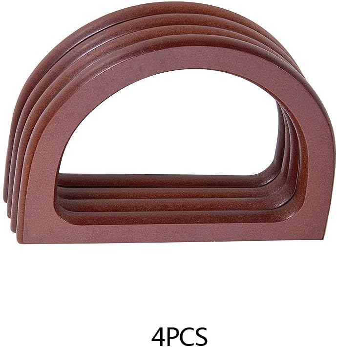 4pcs Wooden Bag Handle Replacement D Shape Purse Handles Handbag Purse Handle Purse Making Supplies for Handmade Beach Bag Crochet Handbags Straw Bag Purse Handles 3.3x4.7inch - Image 4