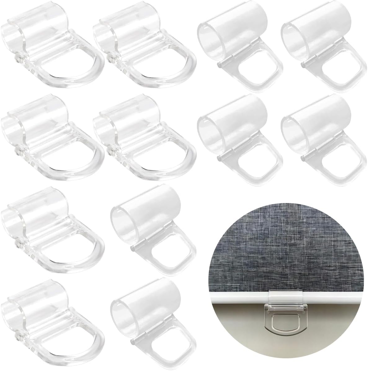 12 Pack Roller Shades Pull Down Clips Cordless Pleated Window Shades Handle Window Shade Pulls Blinds Shades Lifting Transparent Handle Window Shades Clamp for Home Rolling Curtain Accessories - Image 1