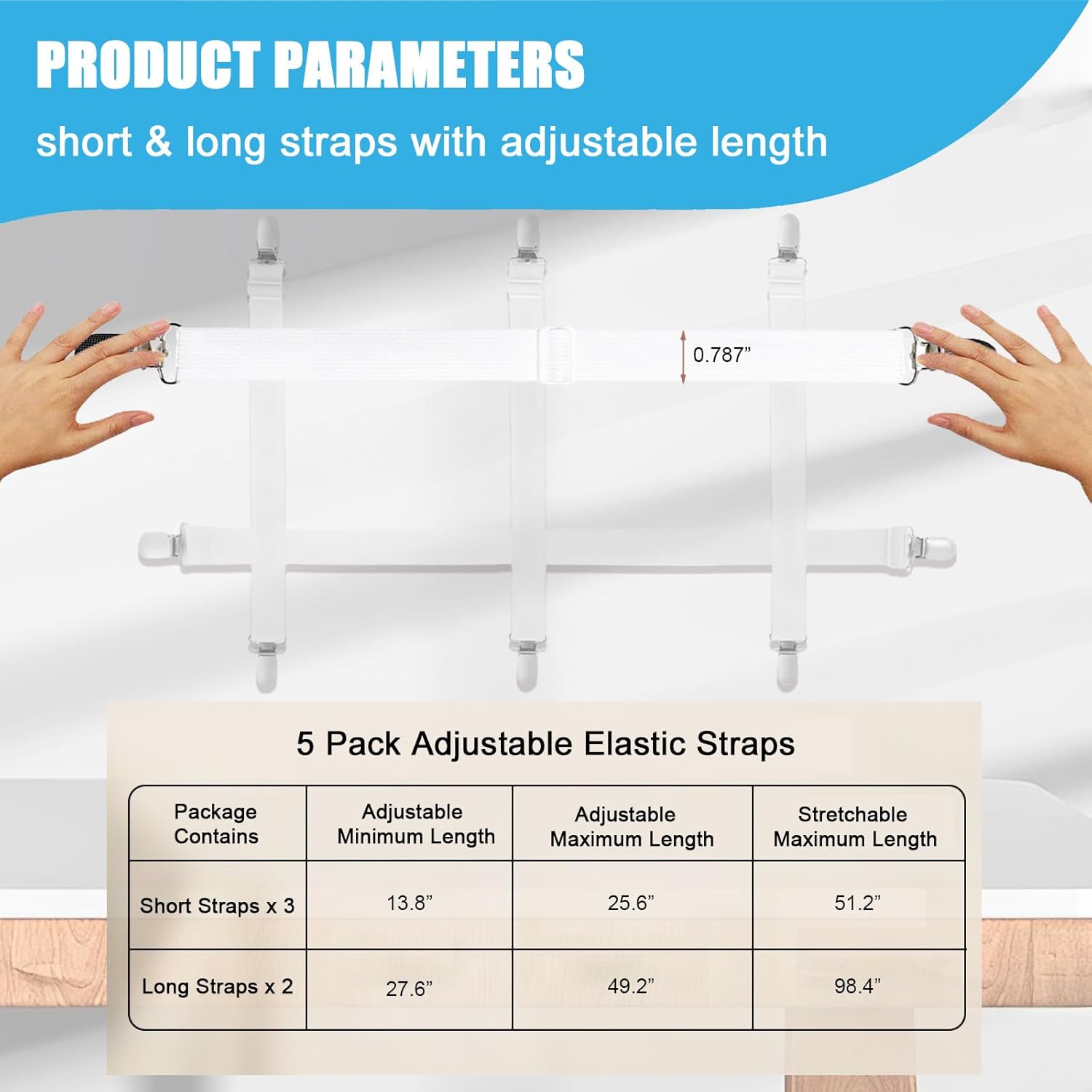 Table Cloth Holder Clips Hidden Strap 5 Pack, Adjustable Elasticity Picnic Tablecloth Clip Indoor Outdoor Large Clamp for Thick Tables Bench Cover Party Restaurant Camping RV Essential Accessories - Image 4