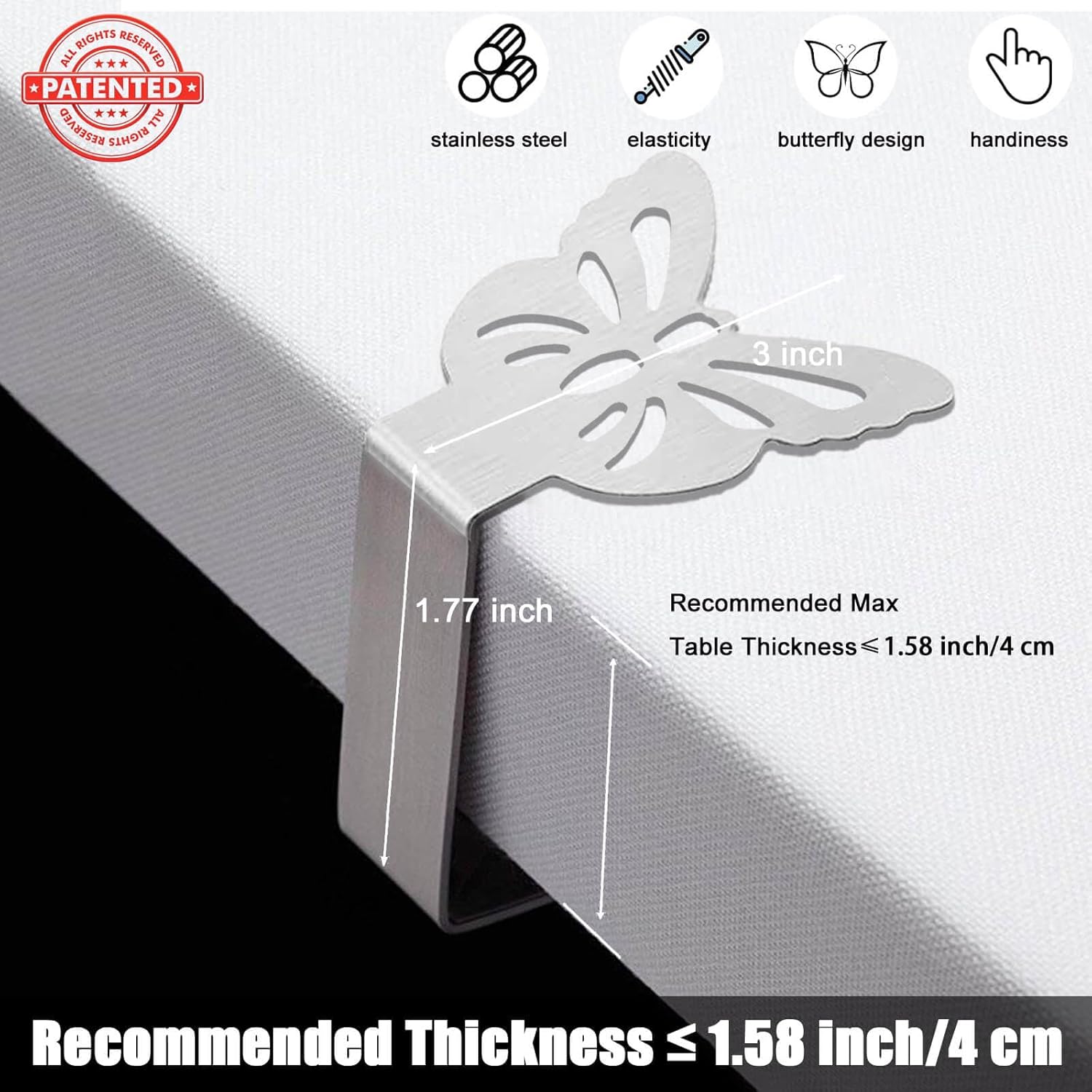 Tablecloth Clips for Outdoor Thick Tables 10 Pack, Butterfly Picnic Table Cloth Holder Clip Indoor, Heavy Duty Stainless Steel Cover Clamp for Party Wedding Home Restaurant Camping Accessories - Image 2