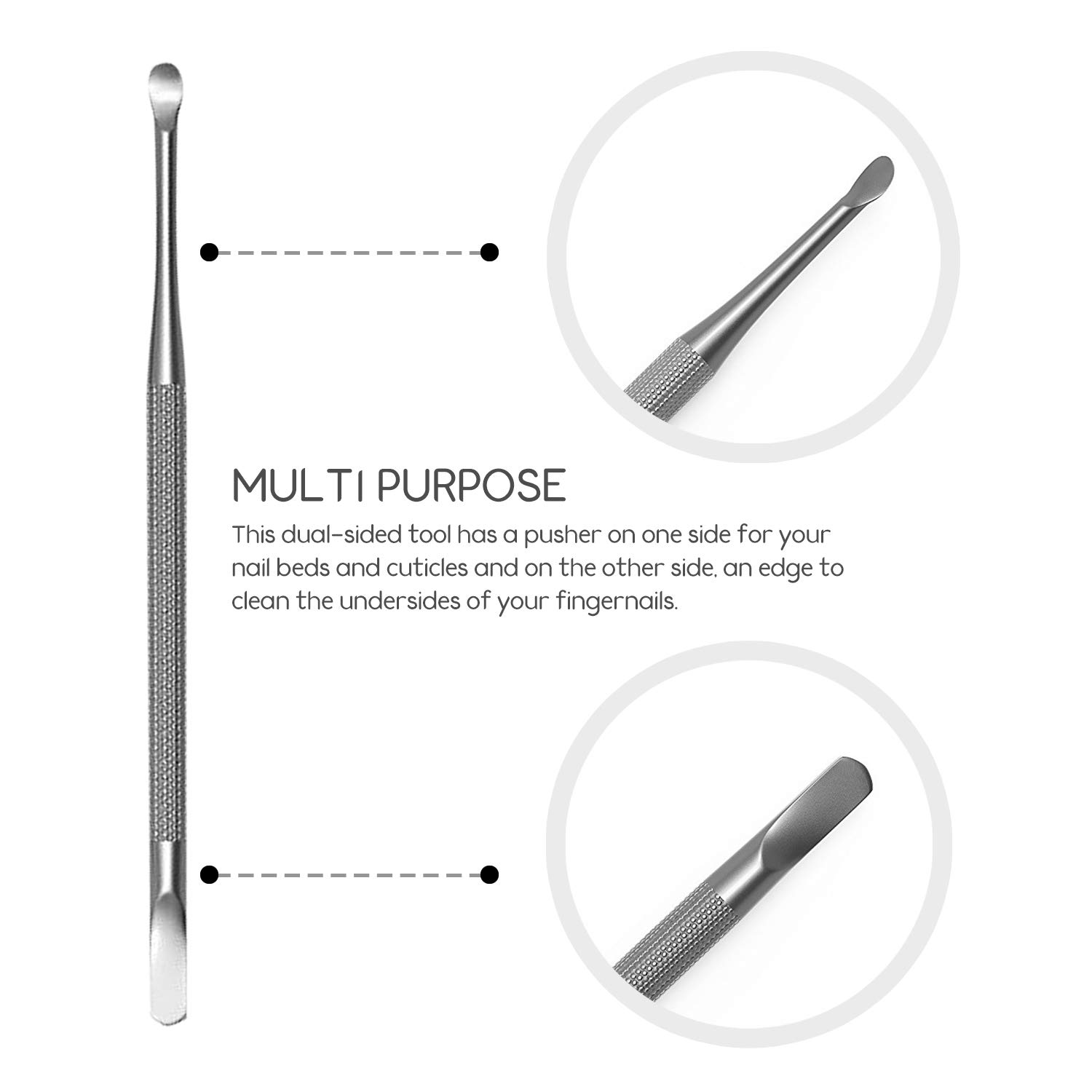 Professional Cuticle Pusher and Spoon Nail Cleaner | Dual Sided Stainless Steel Pusher and Nail Cleaner | For Nail And Cuticle Care | by Sterling Beauty Tools - Image 2