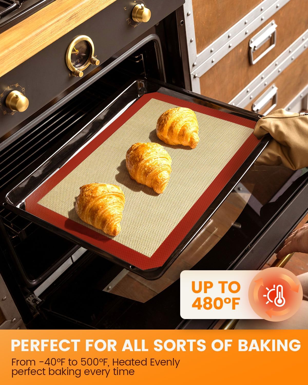Silicone Mats, 2 Pack Nonstick Baking Sheet Liners, 26
