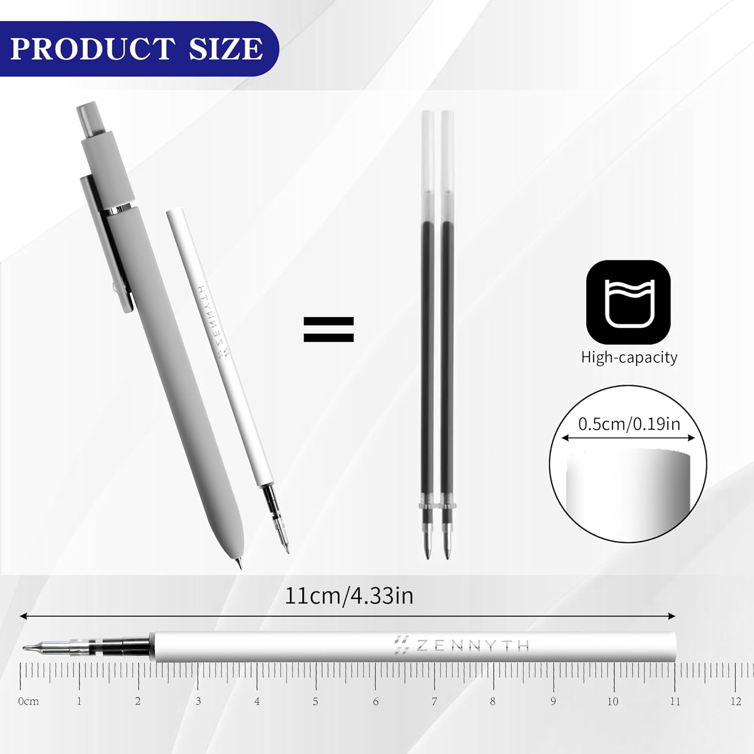 Gel Pen Refills 0.5 for Click pens with Spring, Quick Drying Ink Pen Refills Black Smooth Writing pens for Journaling (0.5 MM Fine Tip, Pack of 10) - Image 4
