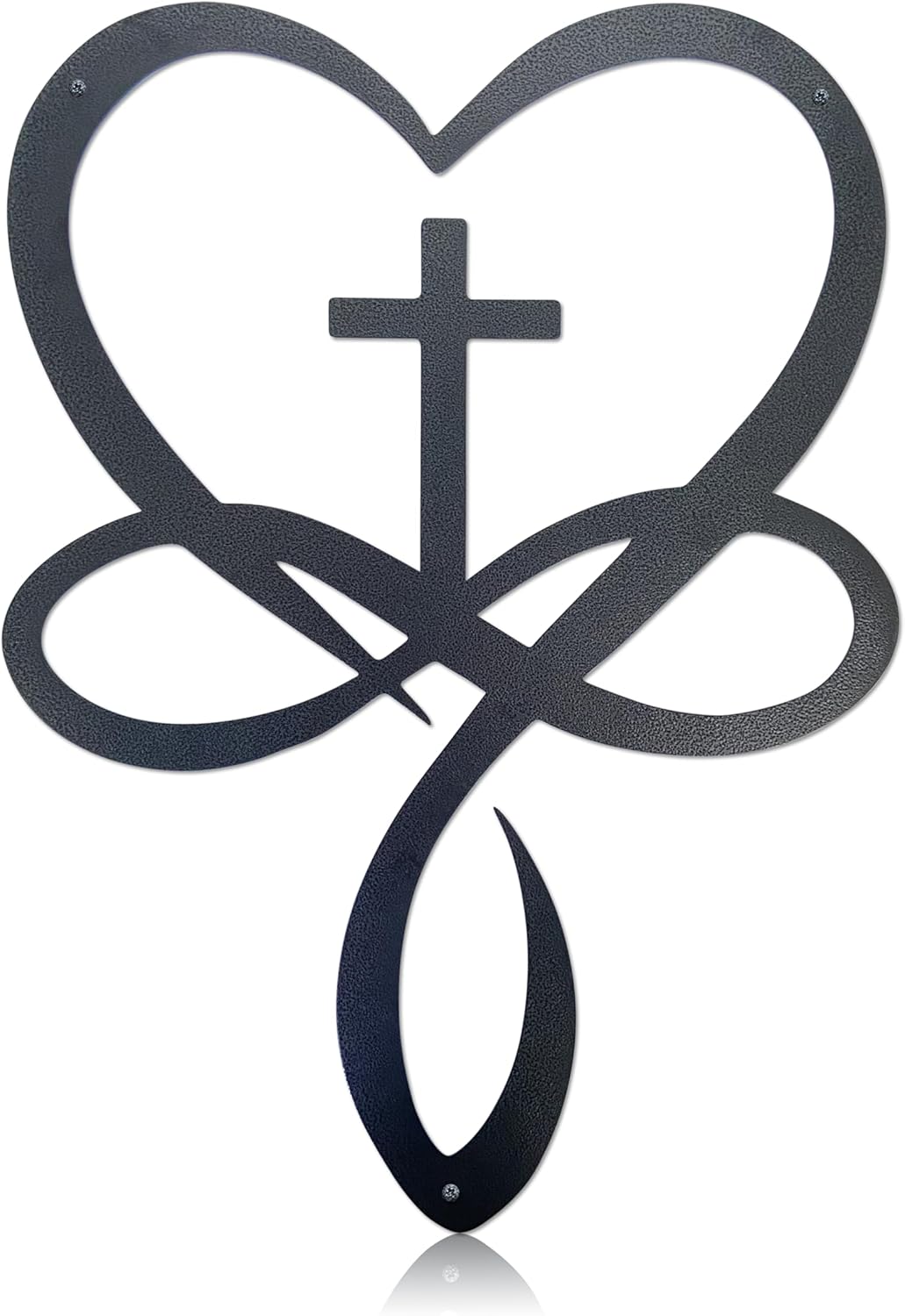 Metal Infinity Heart Cross Wall Decor, Unique Cross Decorative Wall Art, Heart And Love Sign Wall Plaques, Love Gift For Adult Home Wedding, Decor Room Bedroom Living Room Decoration（Black Iron Vein) - Image 1
