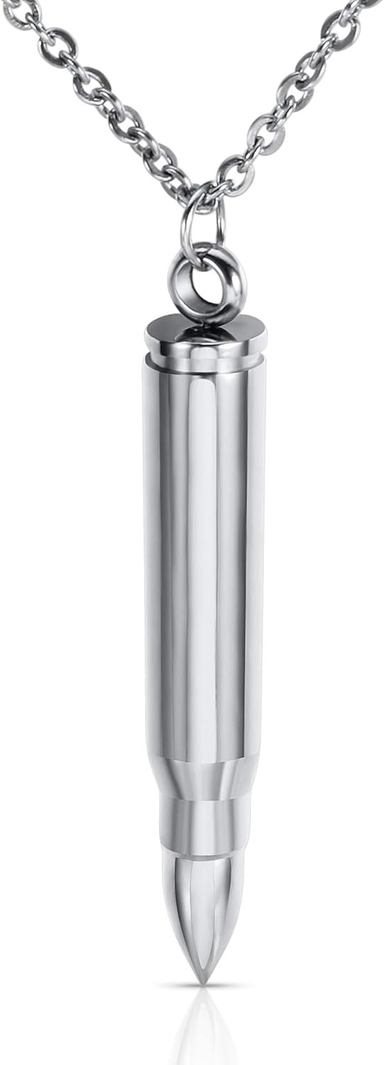 3PCS Personalized Stainless Steel Bullet Urn Necklace Keepsake Memorial Ashes Urn Necklaces for Men - Image 3