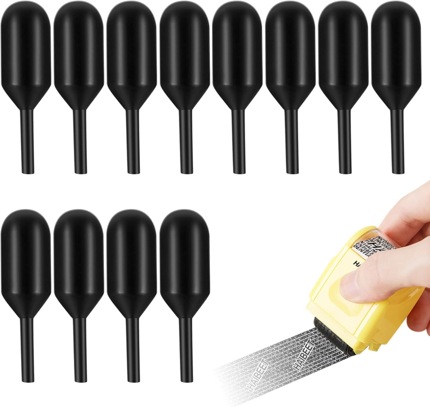 Identity Theft Protection 12 Pcs Roller Stamps Replacement Refills for Confidential Privacy Security, Black Ink, Covers Personal Mail Address Information - Image 1