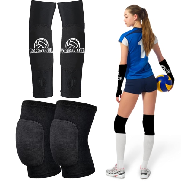 Volleyball Knee Pads and Arm Guards with Thumb Holes High Protection Plate for Women Teenage Girls Training Equipment - Image 1