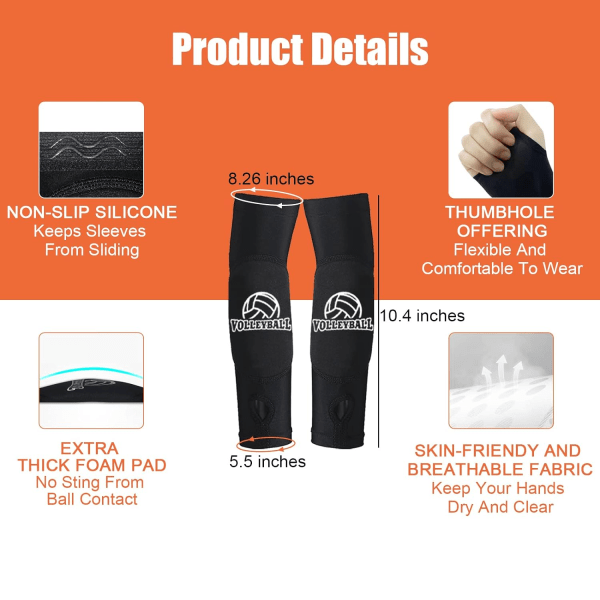 Volleyball Knee Pads and Arm Guards with Thumb Holes High Protection Plate for Women Teenage Girls Training Equipment - Image 3