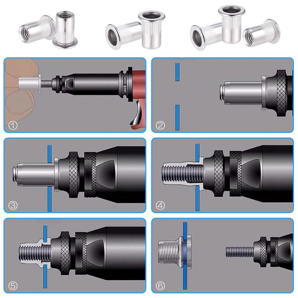 60pcs 304 Stainless Steel Rivet Nut M8 Flat Head Blind Nut Threaded Rivet Nut Rivet Nut for Threaded Insert Plys - Image 3