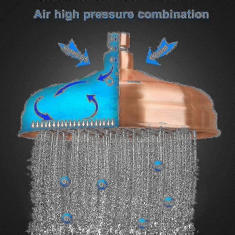 Copper High Pressure Rain Shower Head 20cm 8 Inch Adjustable Angle Fixed Mount Gold - Image 3