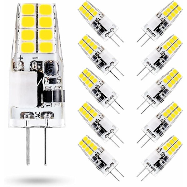 G4 LED Bulb 3W 6000K Cool White Equivalent to 35W Halogen 12V AC/DC 300 Lumens Non-Dimmable 10 Pack - Image 1