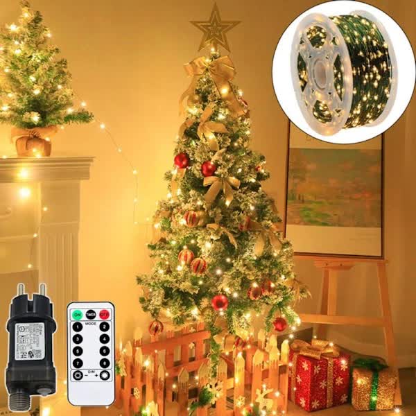 LED String Lights 50m Warm White 500 LEDs IP44 Waterproof Remote Control 8 Modes for Christmas Tree Outdoor Wedding Party Decoration - Image 2