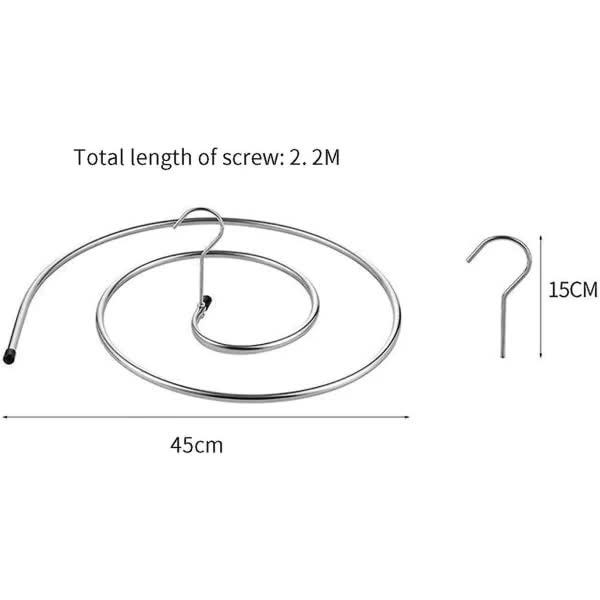 Stainless Steel Spiral Laundry Hanger for Blankets Sheets Curtains 2 Pcs Silver Clothes Drying Rack - Image 3