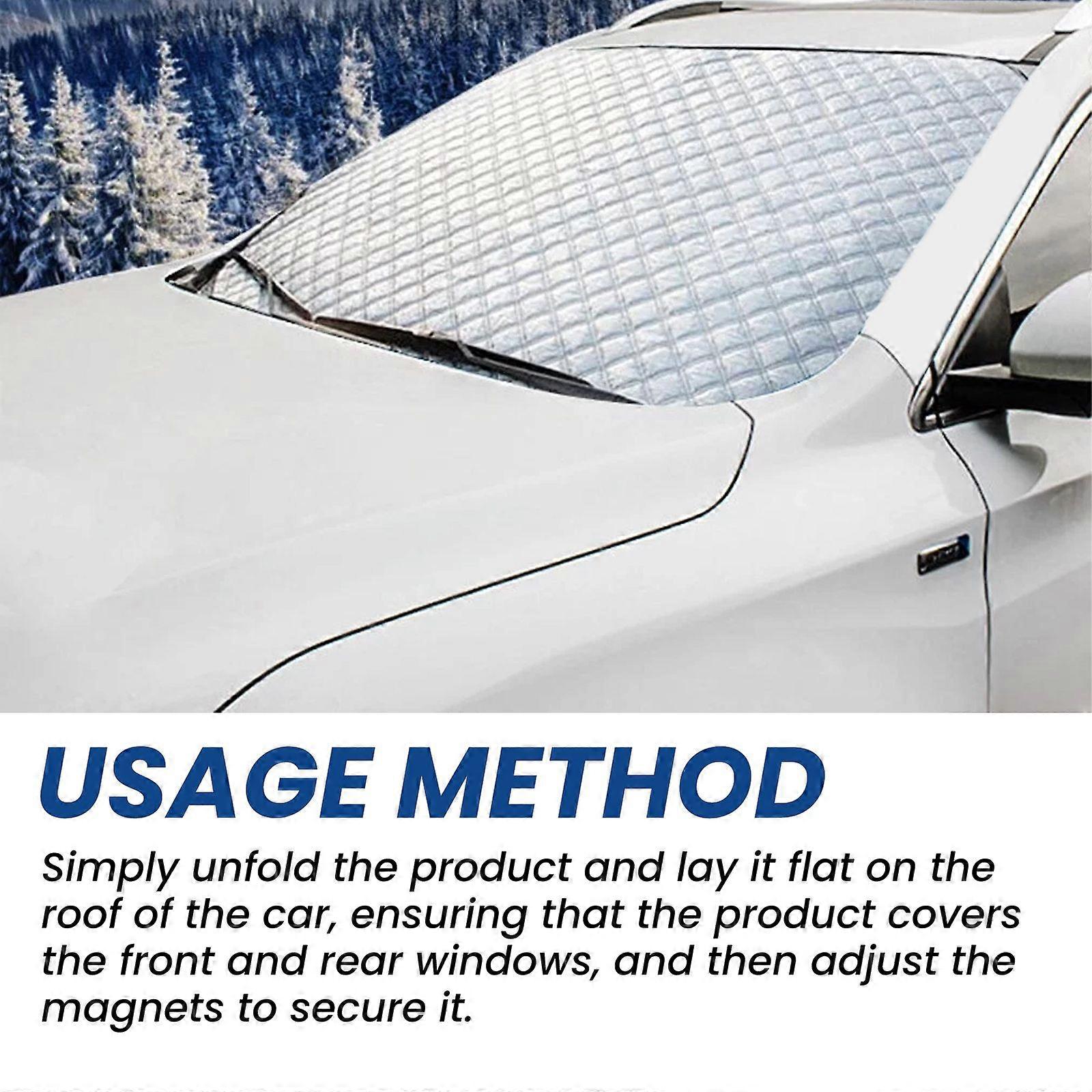 Vehicle Windshield Snow Cover with Magnetic Attachment 140x94cm Frost Ice UV Protection Easy Installation Fits Most Cars - Image 5