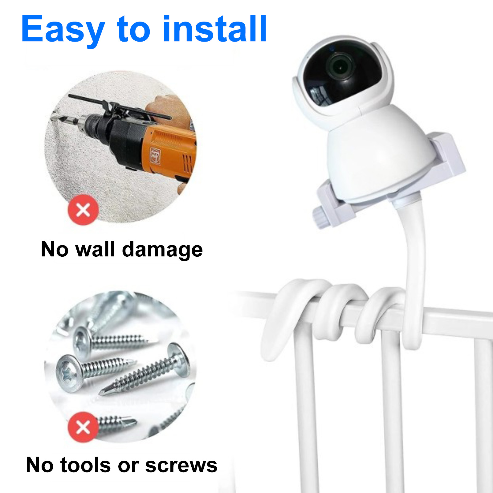 Flexible White Silicone Universal Baby Monitor Holder Tripod - Image 3