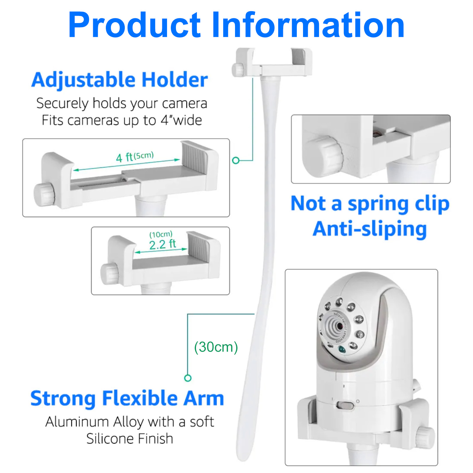 Flexible White Silicone Universal Baby Monitor Holder Tripod - Image 5