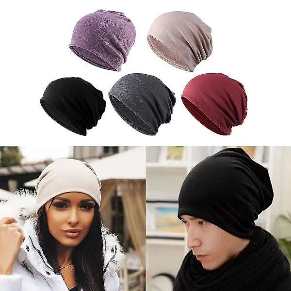 Chemo Hats Slouchy Baggy Beanie 5-Pack Khaki Black Grey Burgundy Purple - Image 3