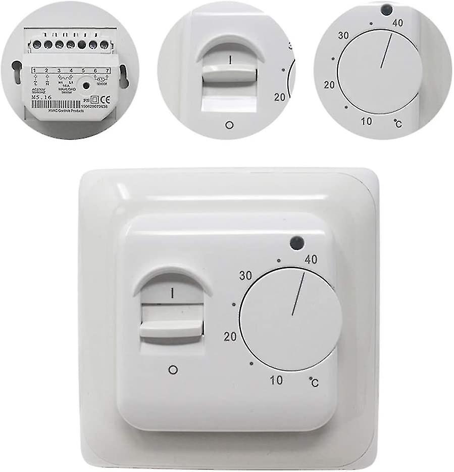 Electric Underfloor Heating Thermostat, 220V 16A with Probe, Mechanical Control, Energy Class A+++, Compatible with Underfloor Heating Systems - Image 1