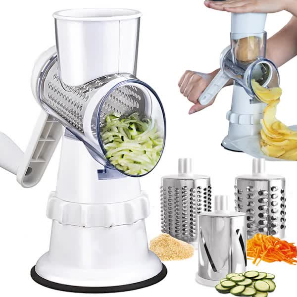 White Rotary Grater Vegetable Cutter and Shredder - Image 1
