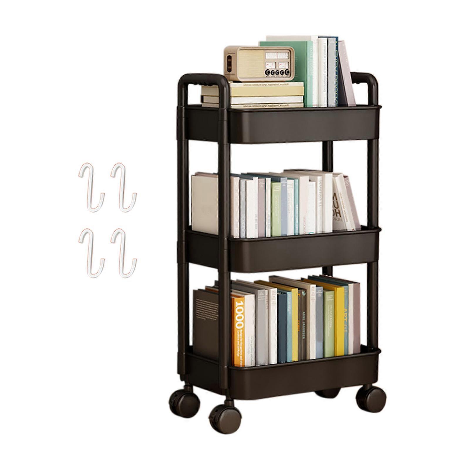 4-Tier Rolling Storage Cart with Wheels Black Mobile Rack Shelf Large Capacity Strong Load-Bearing - Image 1