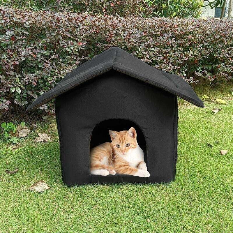 Waterproof Outdoor Cat House, Indoor Dog Kennel, Foldable Waterproof Cat Tent, Warm Oxford Fabric for Winter, M - Image 1