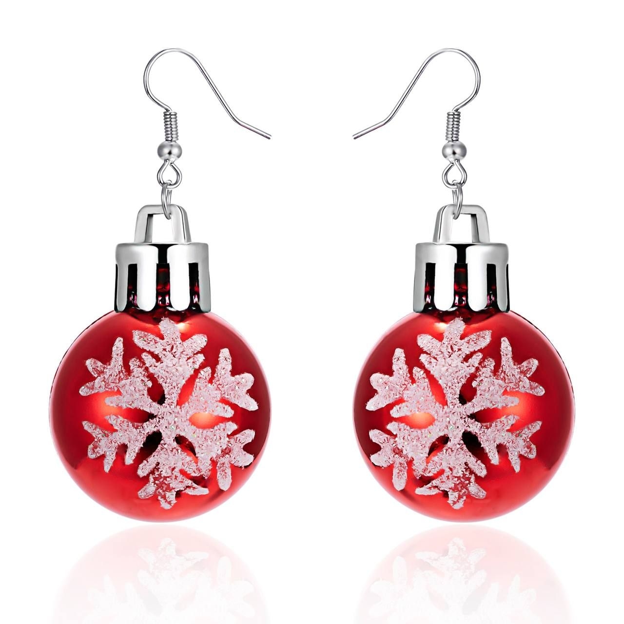 Red Christmas Ball Earrings - Image 1
