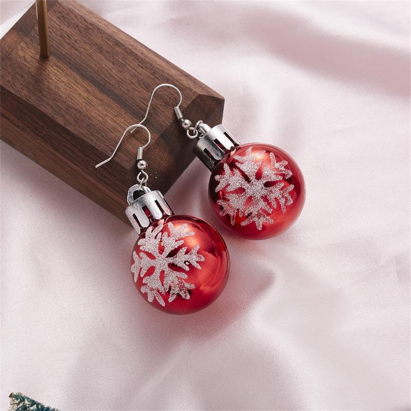 Red Christmas Ball Earrings - Image 3