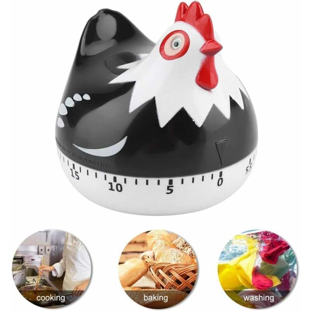 Kitchen Timer Chicken Design Manual Cooking Clock ABS Black Compatible with Braun - Image 2