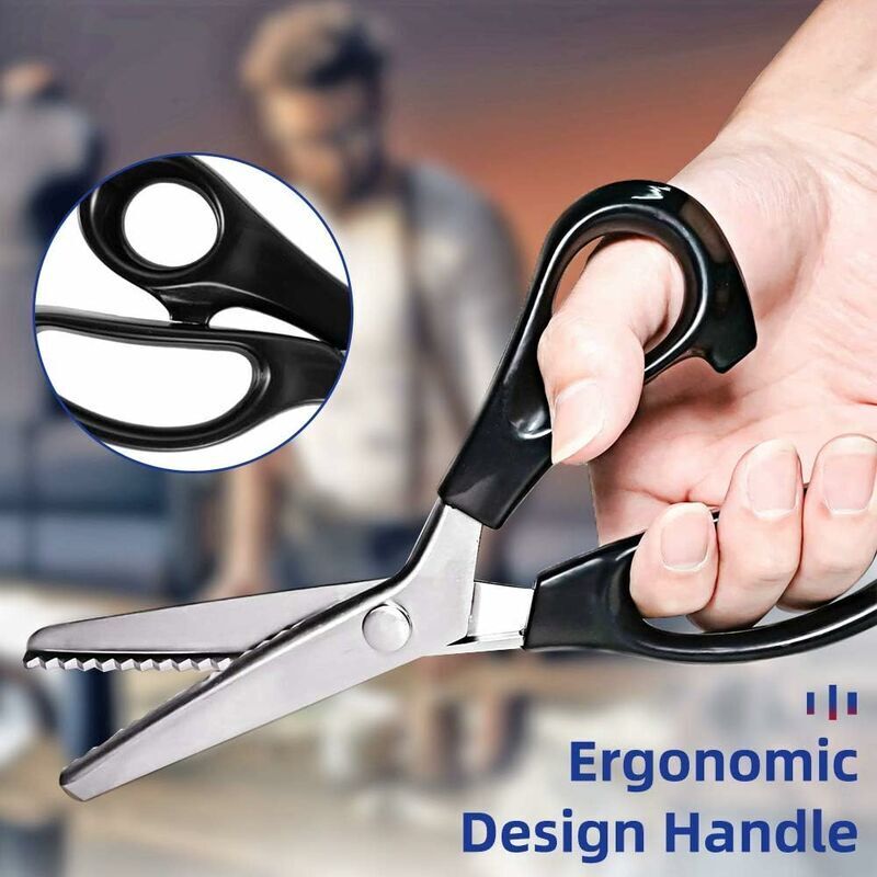 Stainless Steel Zigzag Fabric Scissors with Comfort Grip for Sewing Compatible with Cisea for Adults and Children - Image 3