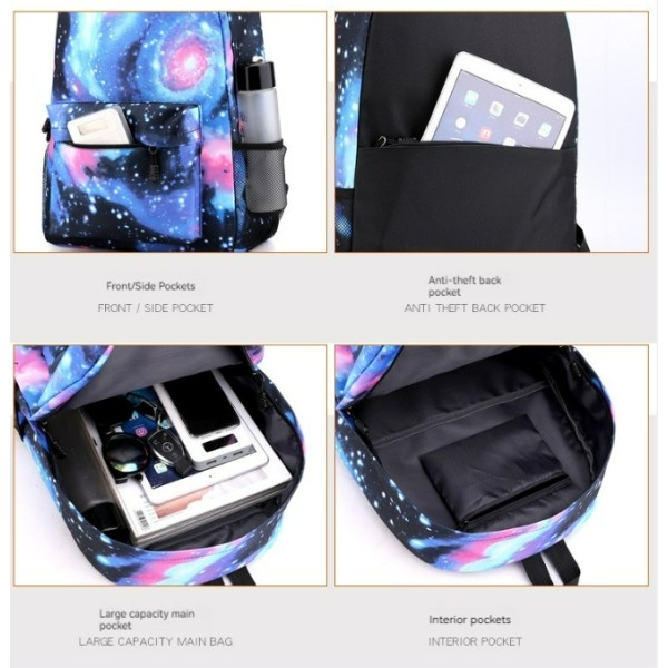 Cristiano Ronaldo Backpack 3-Piece Set, Black Youth School Backpack - Image 2