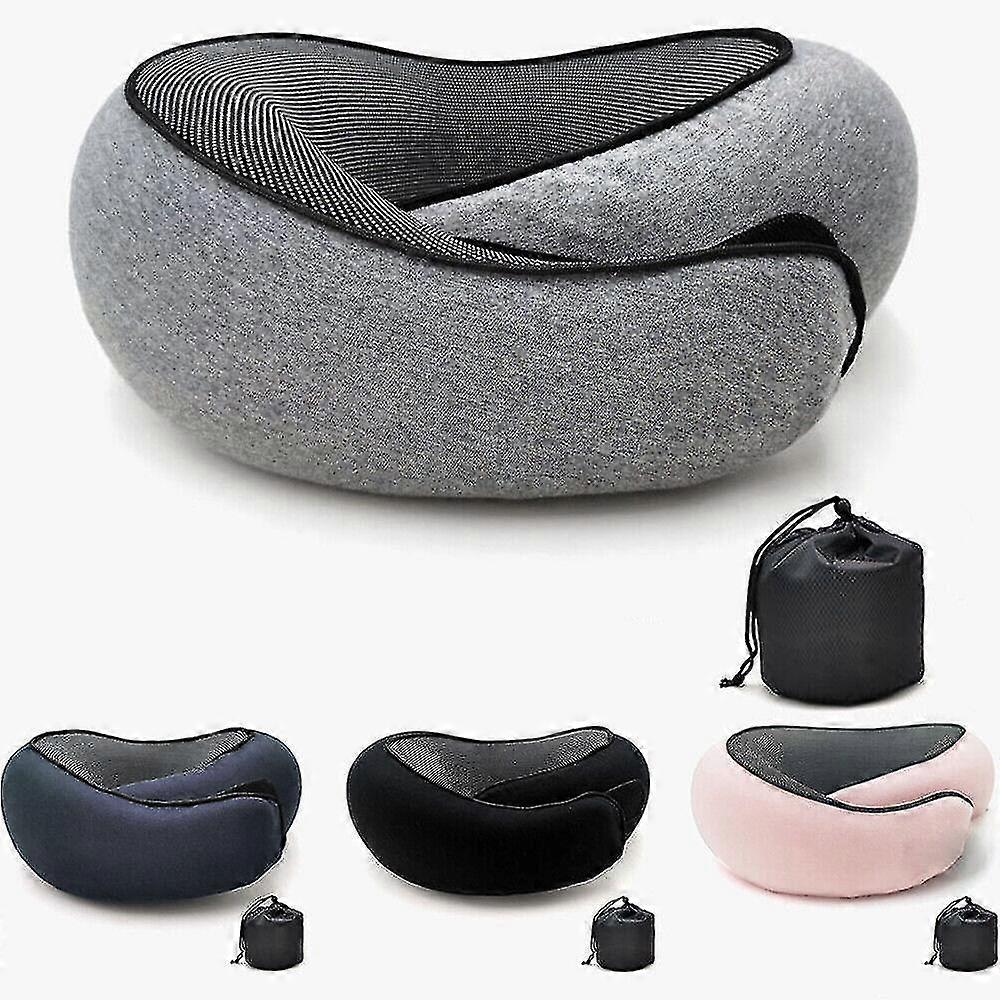 Travel Neck Pillow U-Shaped Memory Cotton Neck Pillows Massage Neck Pillow Sleeping Airplane Pillow Cervical Health Care Pillow grey - Image 2
