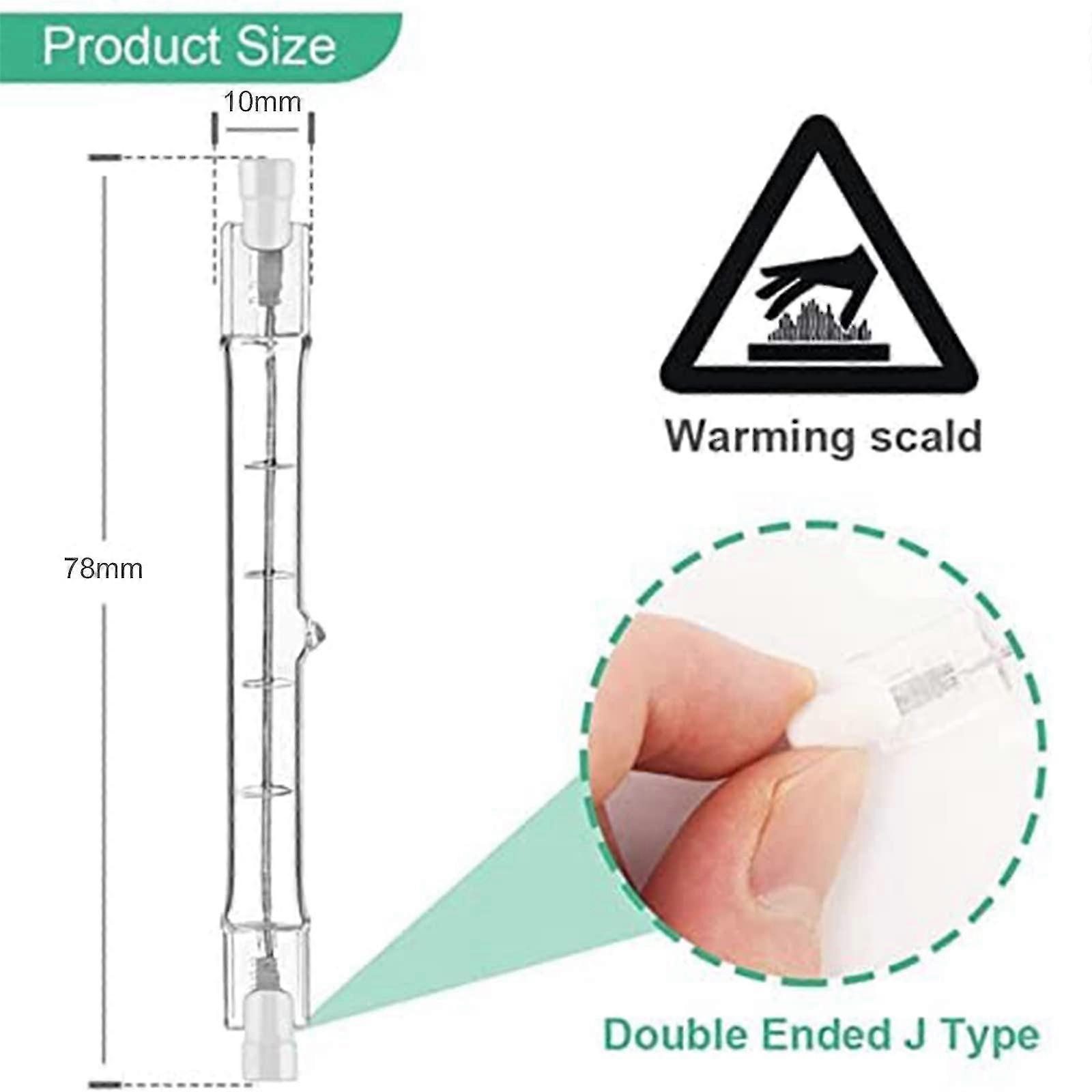 R7s Halogen Bulb Set of 5, 78mm 80w 230v, Dimmable Halogen Rod for Construction Site Floodlights - Image 2