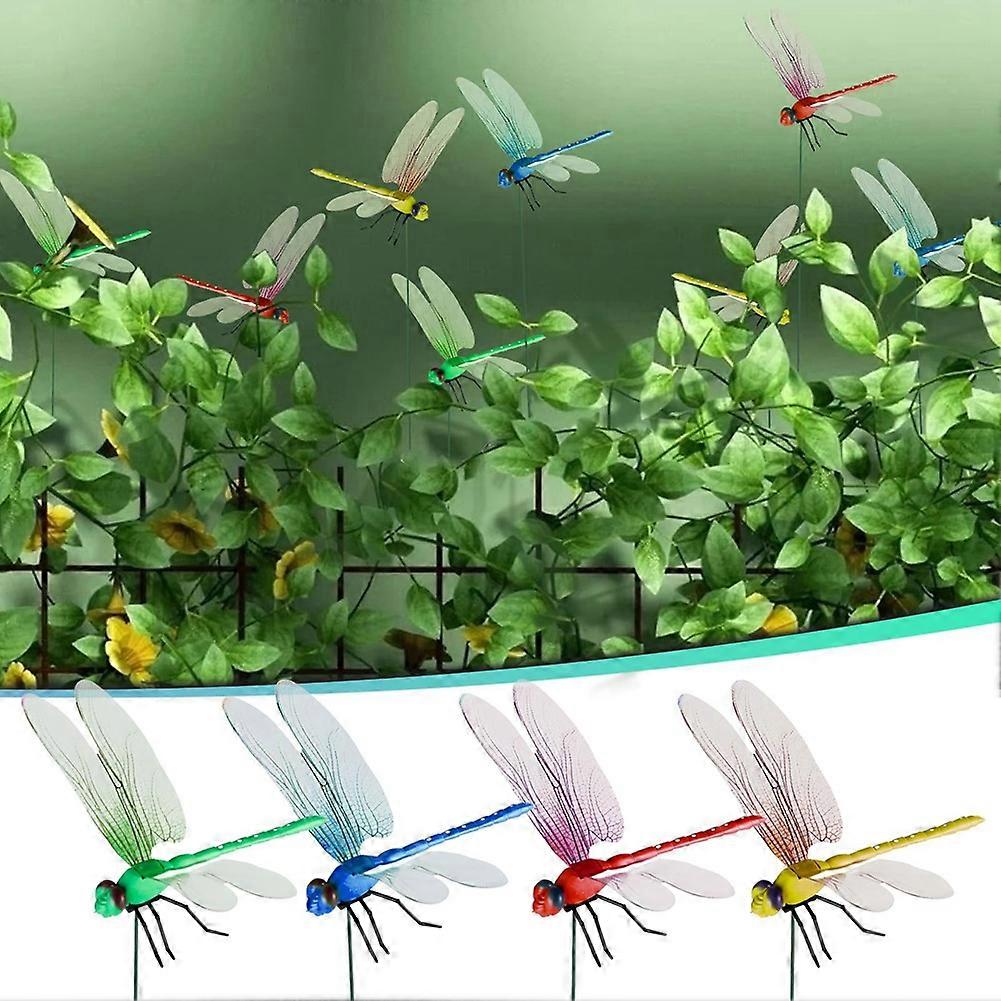 12pcs 3D Artificial Dragonfly Clips for Outdoor Garden Decor Gardening - Image 4