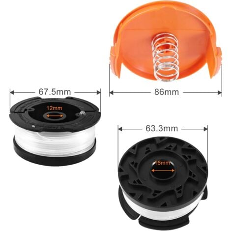 Black \u0026 Decker Trimmer Spool Replacement 8 Spools with Caps and Springs - Image 2