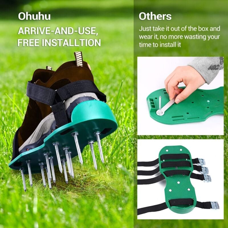 Lawn Aerator Sandals for Garden Grass Aeration, Lawn Spike Shoes Grass Vertical Cutter - Image 4