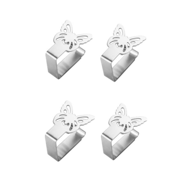 Butterfly-Shaped Cloth Clips / Cloth Holders, 4-pack Silver - Image 1