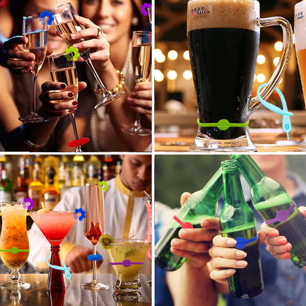 Glass Markers 60 pcs Silicone Reusable Compatible with Wine Glasses - Image 2