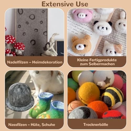Felting Needles Kit in 24 Colors with Wool, Tools, Mat \u0026 Storage Bag for DIY Craft Projects. - Image 6