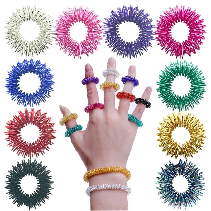 Fidget Stress Ring Sensory Toys for Anxiety and ADHD - 14 Pack Stress Rings - Image 1