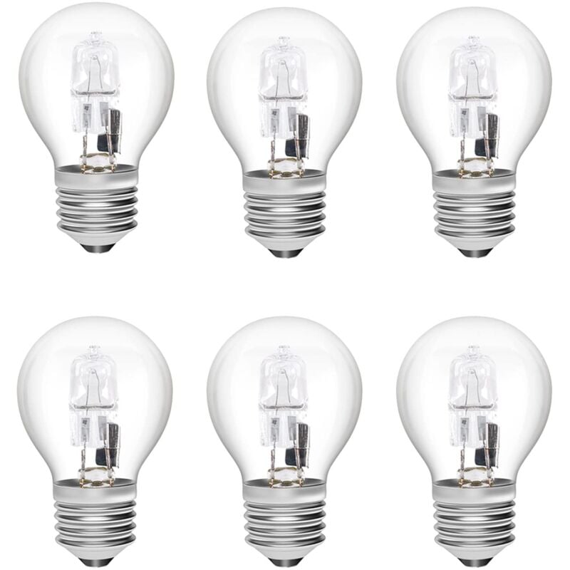 E27 Halogen Bulbs 6-Pack, 28W G45 Dimmable Warm White 2700K Golf Ball Clear Blub, Compatible with Chandeliers - Image 1