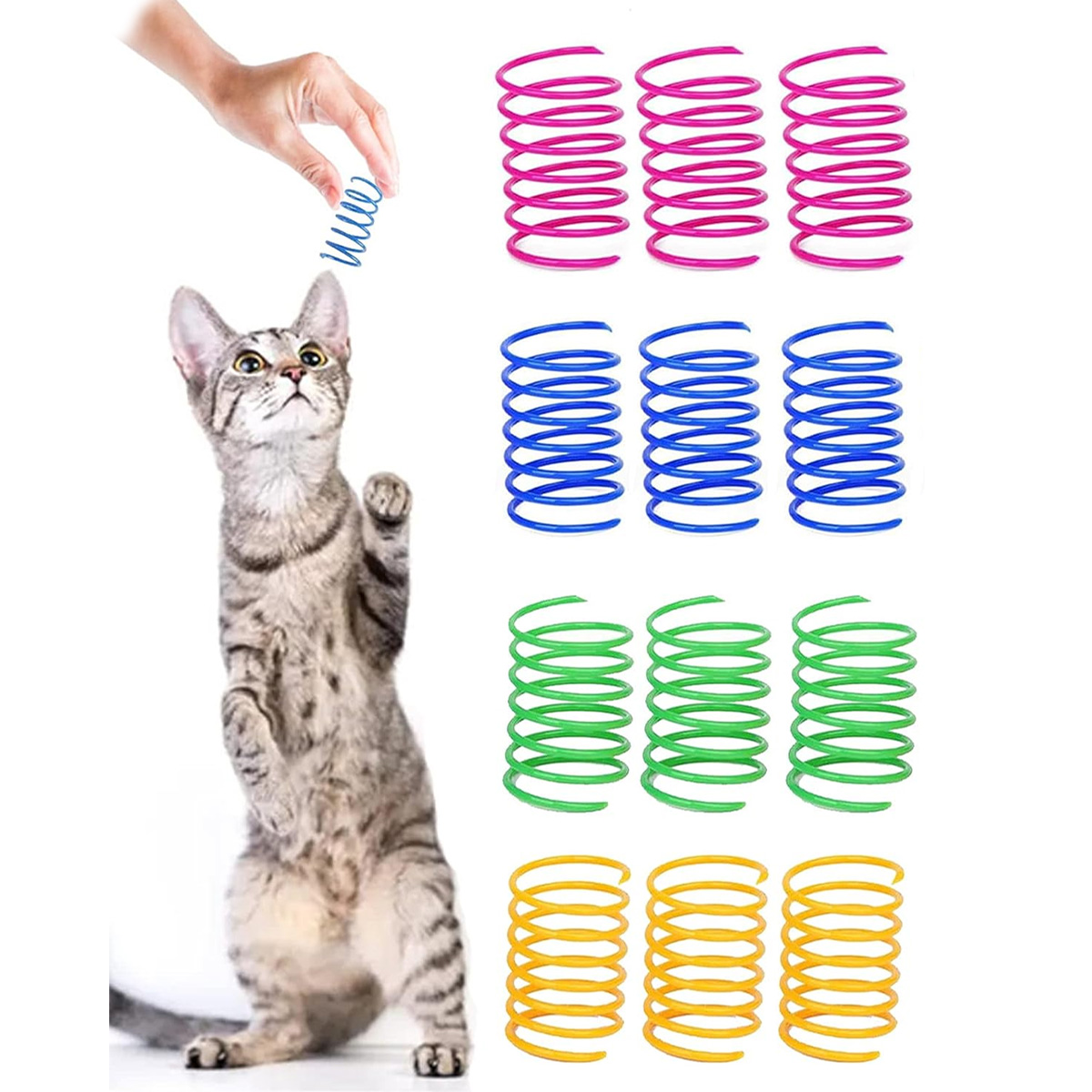 Cat Spiral Spring Toy, Interactive Durable Heavy Duty Plastic Colorful Spring Toy for Play - Image 1