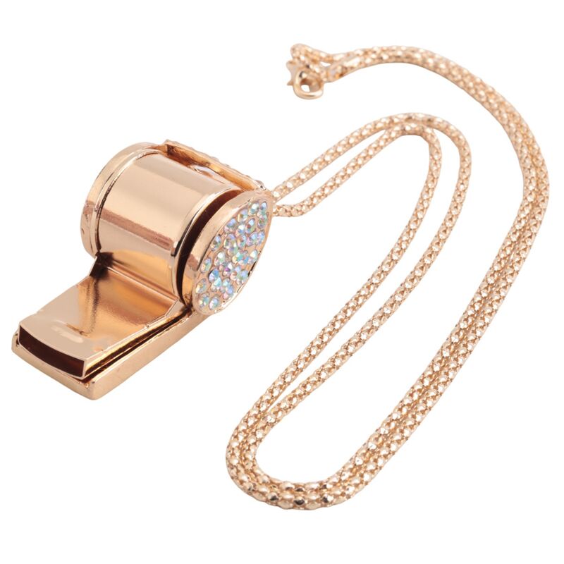 Whistle, metal and rhinestone crystal whistle, shiny with key ring for referees, coaches, teachers - Image 1