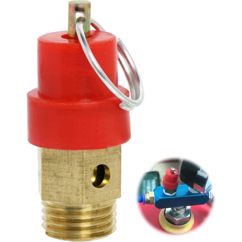 Air Compressor Safety Valve 115 PSI G1/4 Male Red Capsule 1pc Compatible with Various Brands - Image 1
