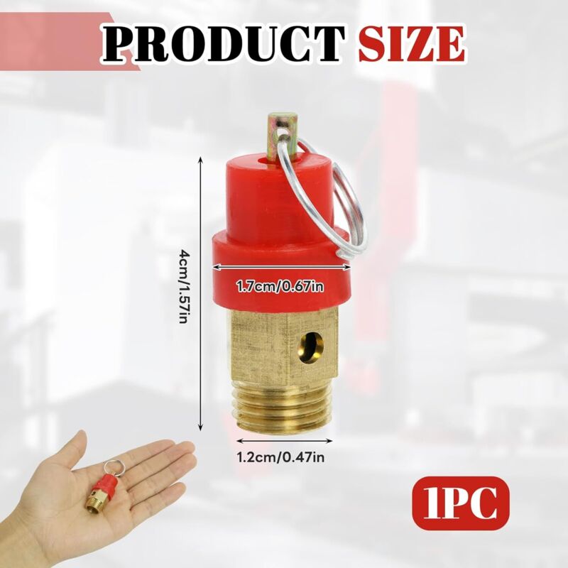 Air Compressor Safety Valve 115 PSI G1/4 Male Red Capsule 1pc Compatible with Various Brands - Image 2
