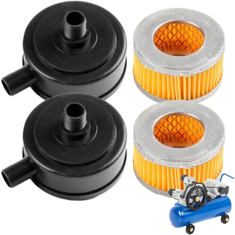 20mm Thread Air Compressor Intake Filter Muffler with Plastic Cover 2pcs for Pneumatic Tools - Image 1