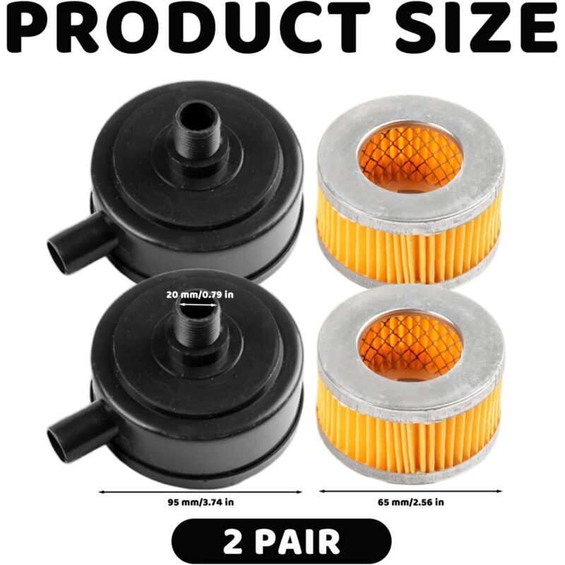20mm Thread Air Compressor Intake Filter Muffler with Plastic Cover 2pcs for Pneumatic Tools - Image 3
