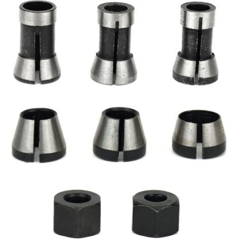 Router Collet Set of 6 - 6mm 6.35mm 8mm Countersunk Milling Chuck Collet Adapter - Image 1