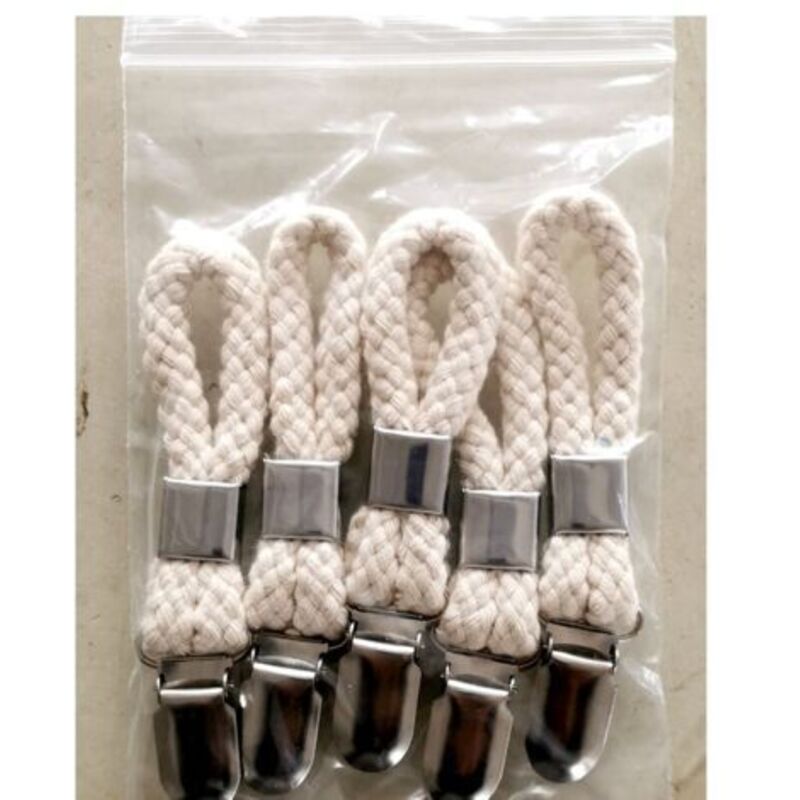 Metal Towel Clamps 5-Pack Kitchen Bathroom Towel Hooks with Braided Cotton Holder for Dishcloths - Image 4